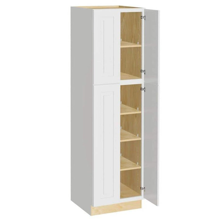 Home Decorators Collection Grayson 24 in. W x 24 in. D x 84 in. H Assembled Plywood Pantry Kitchen Cabinet in Pacific White with Soft Close