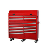 61 in. W 18-Drawer Combination Tool Chest and Rolling Cabinet Set in Gloss Red