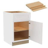 Newport 21 in. W x 24 in. D x 34.5 in. H Assembled Plywood Base Kitchen Cabinet in Pacific White with Knife Block RH