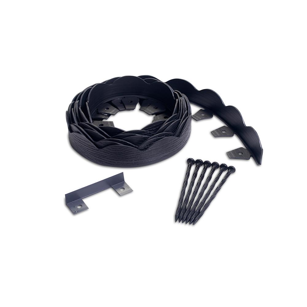 ProFlex 20 ft. Brown Scalloped Woodgrain Plastic No-Dig Edging Kit - Super Arbor