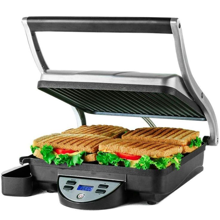 GP1000BR 1500 W Brushed Nickel Non-Stick Panini Press