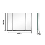 36 in. W x 26 in. H Rectangular Aluminum Medicine Cabinet with Mirror and Adjustable Glass Shelves