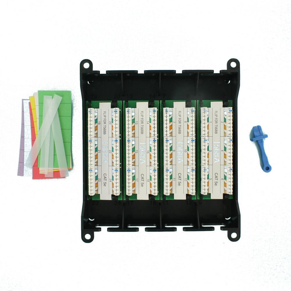 Structured Media Twist and Mount Patch Panel with 24 Cat 5e Ports - Black - Super Arbor