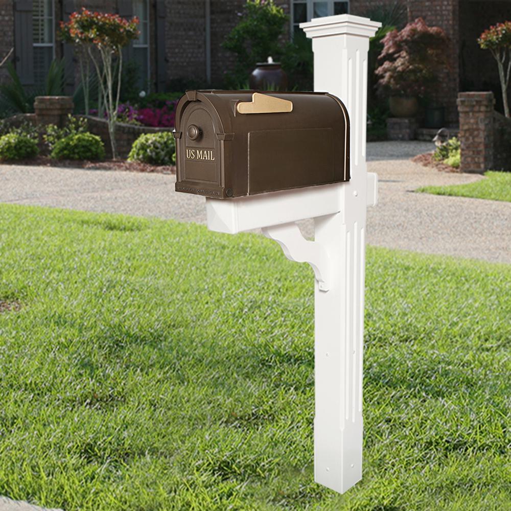 Postal Pro Post-Mount Hampton Mailbox in Bronze with Gold Lettering - Super Arbor