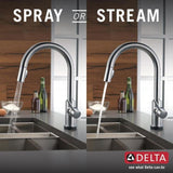 Delta Trinsic Arctic Stainless 1-Handle Deck-Mount Pull-Down Handle Kitchen Faucet