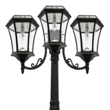Victorian Bulb Series 3-Head Black Integrated LED Outdoor Solar Lamp Post with the GS Solar LED Light Bulb