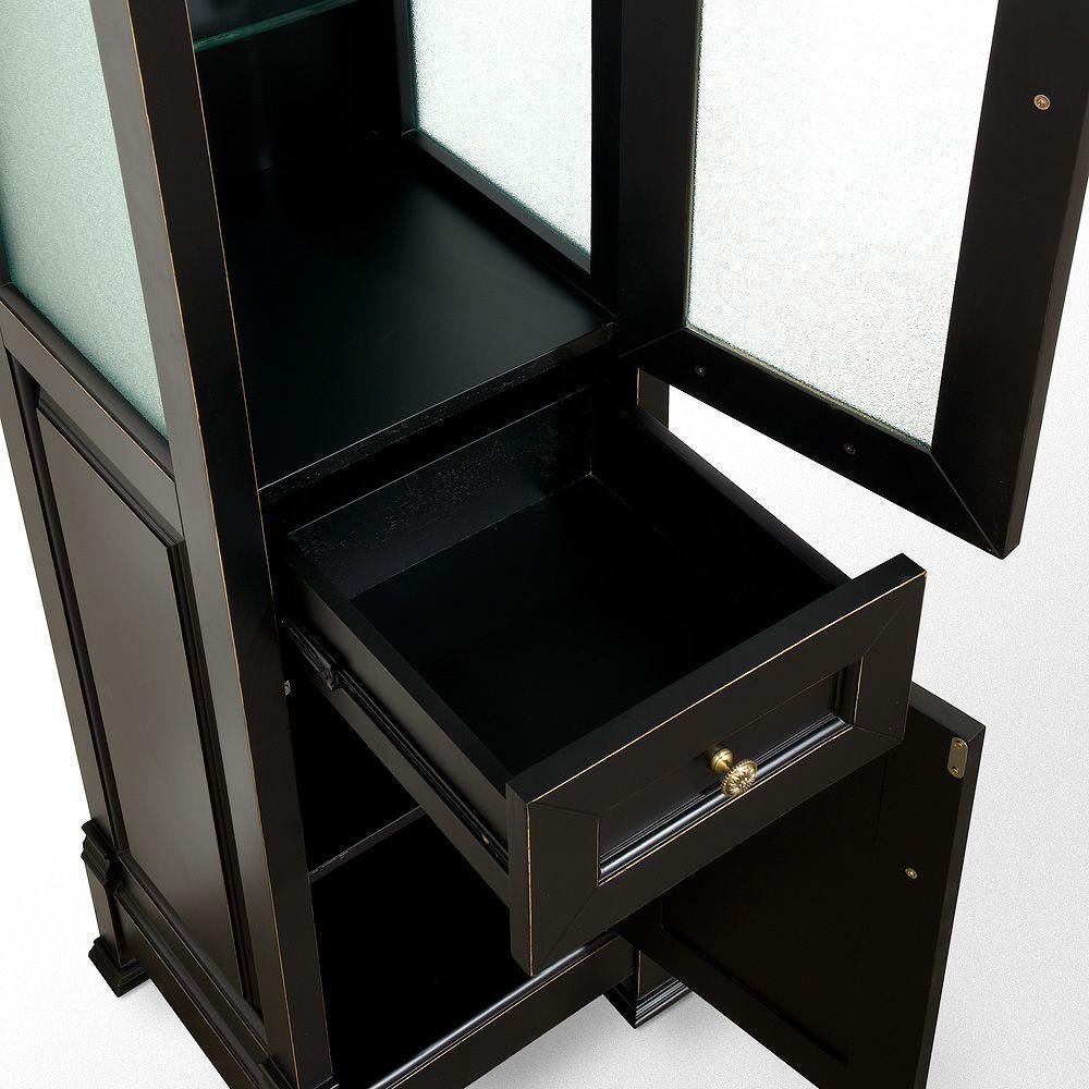 Andover 18 in. W x 16 in. D x 65 in. H Bathroom Linen Storage Tower Cabinet in Antique Black