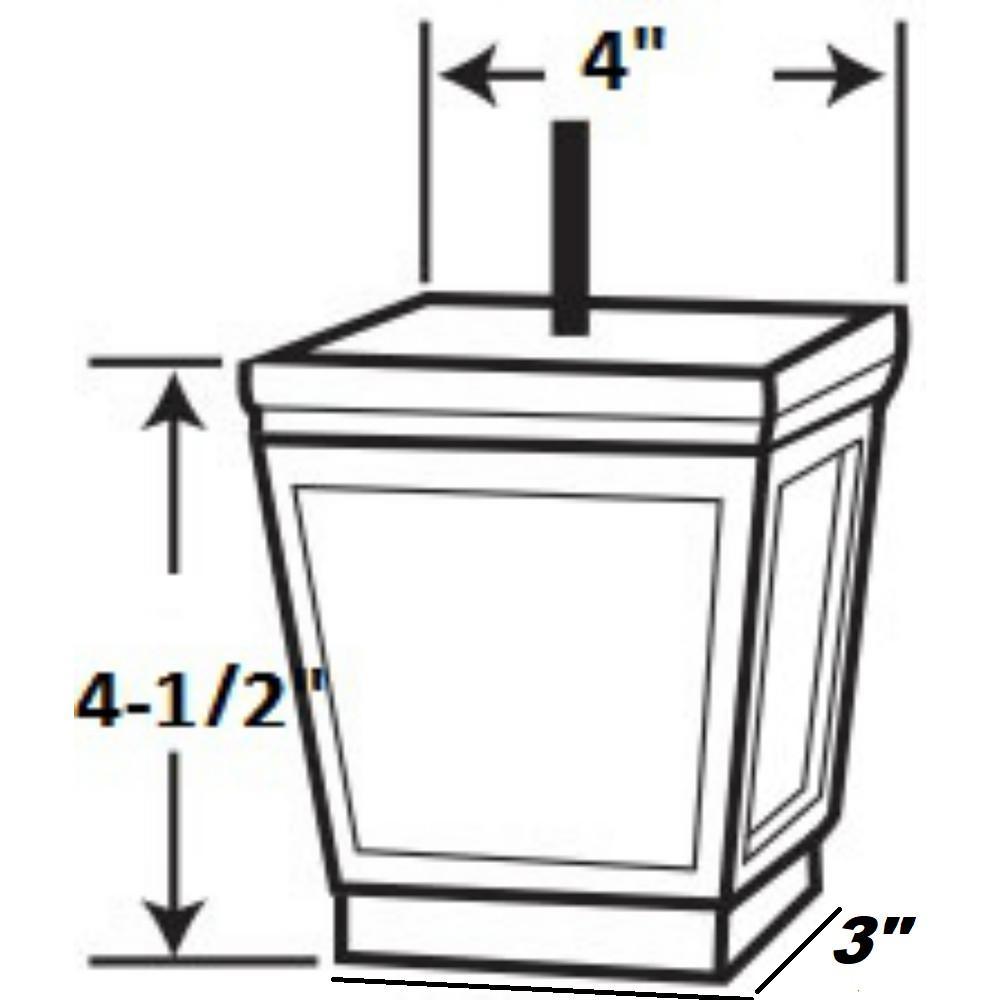 4-1/2 in. x 4 in. Unfinished Solid Hardwood Square Bun Foot - Super Arbor