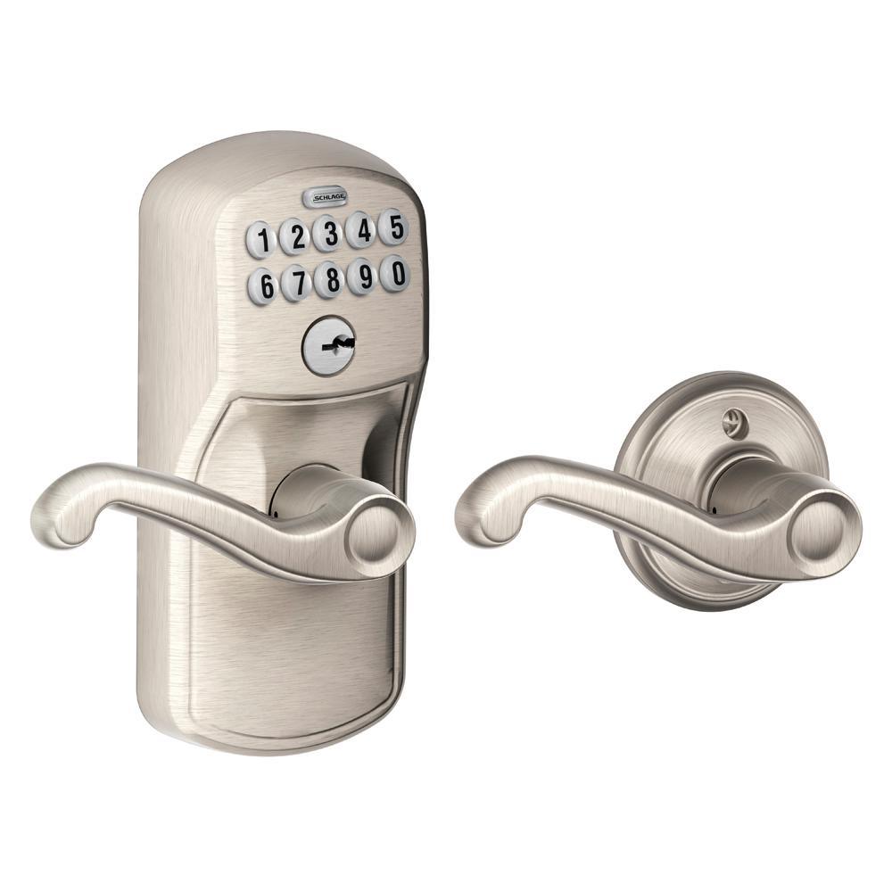 Plymouth Aged Bronze Electronic Door Lock with Flair Door Lever Featuring Flex Lock - Super Arbor