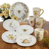 Bee Sweet 4-Piece Seasonal Multicolored Earthenware 8.5 in. Salad Plate Set (Service for 4)