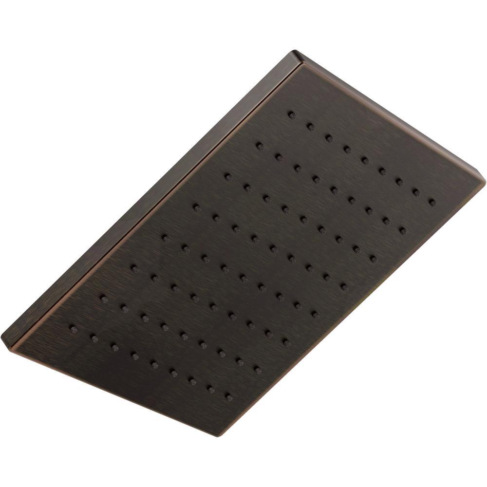 1-Spray 11.8 in. Single Wall Mount Square Fixed Rain Shower Head in Matte Black - Super Arbor