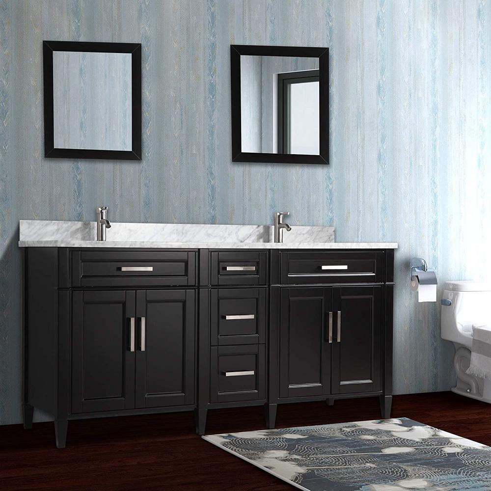 Savona 72 in. W x 22 in. D x 36 in. H Bath Vanity in Espresso with Vanity Top in White with White Basin and Mirror - Super Arbor