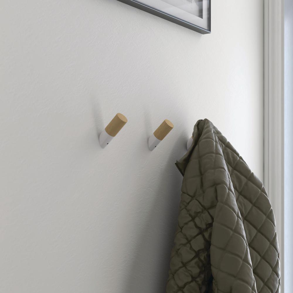 Modern Slant 2-1/4 in. White and Pine Single Prong Hook (5-Pack) - Super Arbor