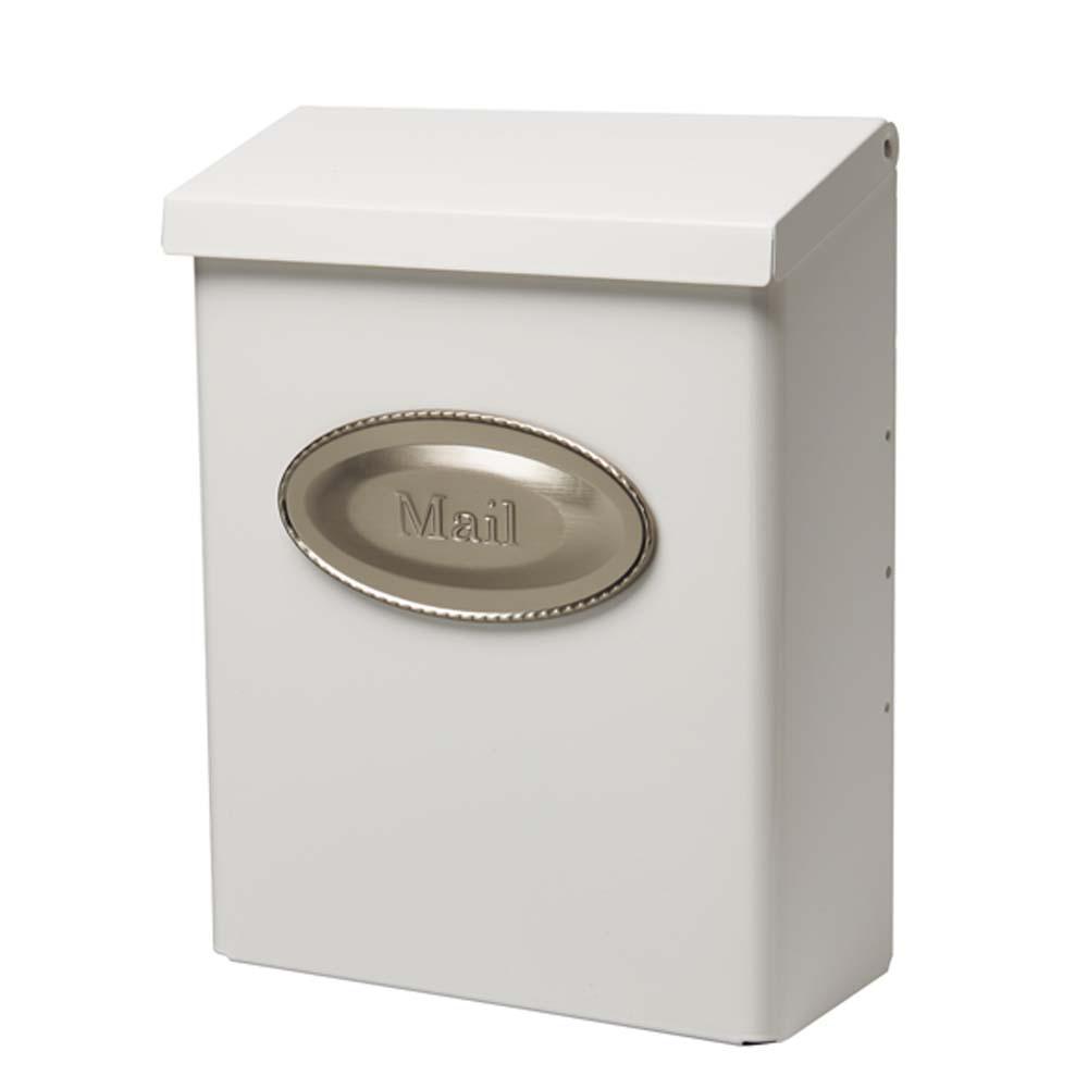 Designer Medium, Vertical, Wall Mount, Locking Mailbox, White - Super Arbor