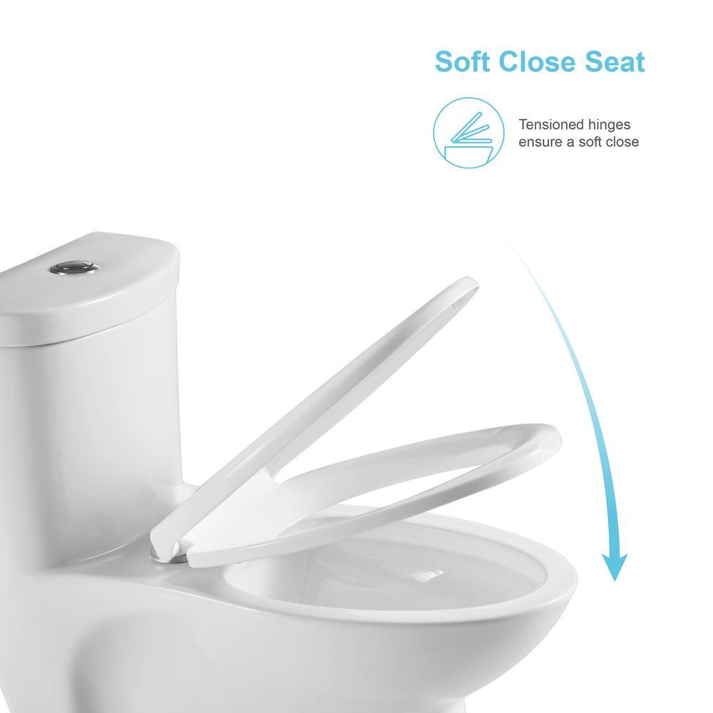 1-Piece 1.1 GPF /1.6 GPF Dual Flush High Efficiency Elongated Toilet in White Seat Included - Super Arbor