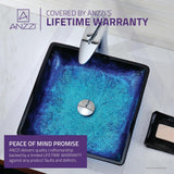 Viace Series Deco-Glass Vessel Sink in Blazing Blue - Super Arbor