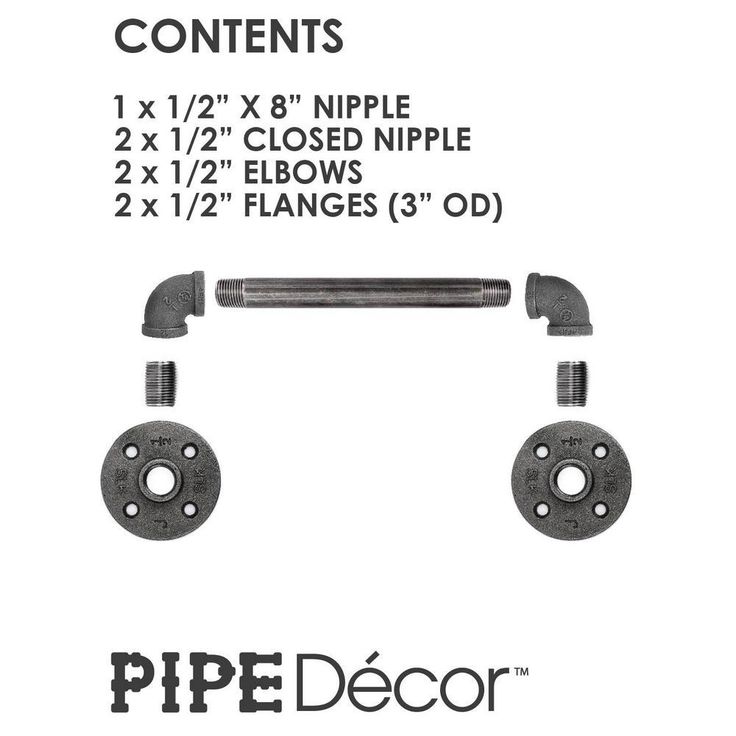 1/2 in. x 12.5 in. L Black Pipe Barn Door Handle Kit