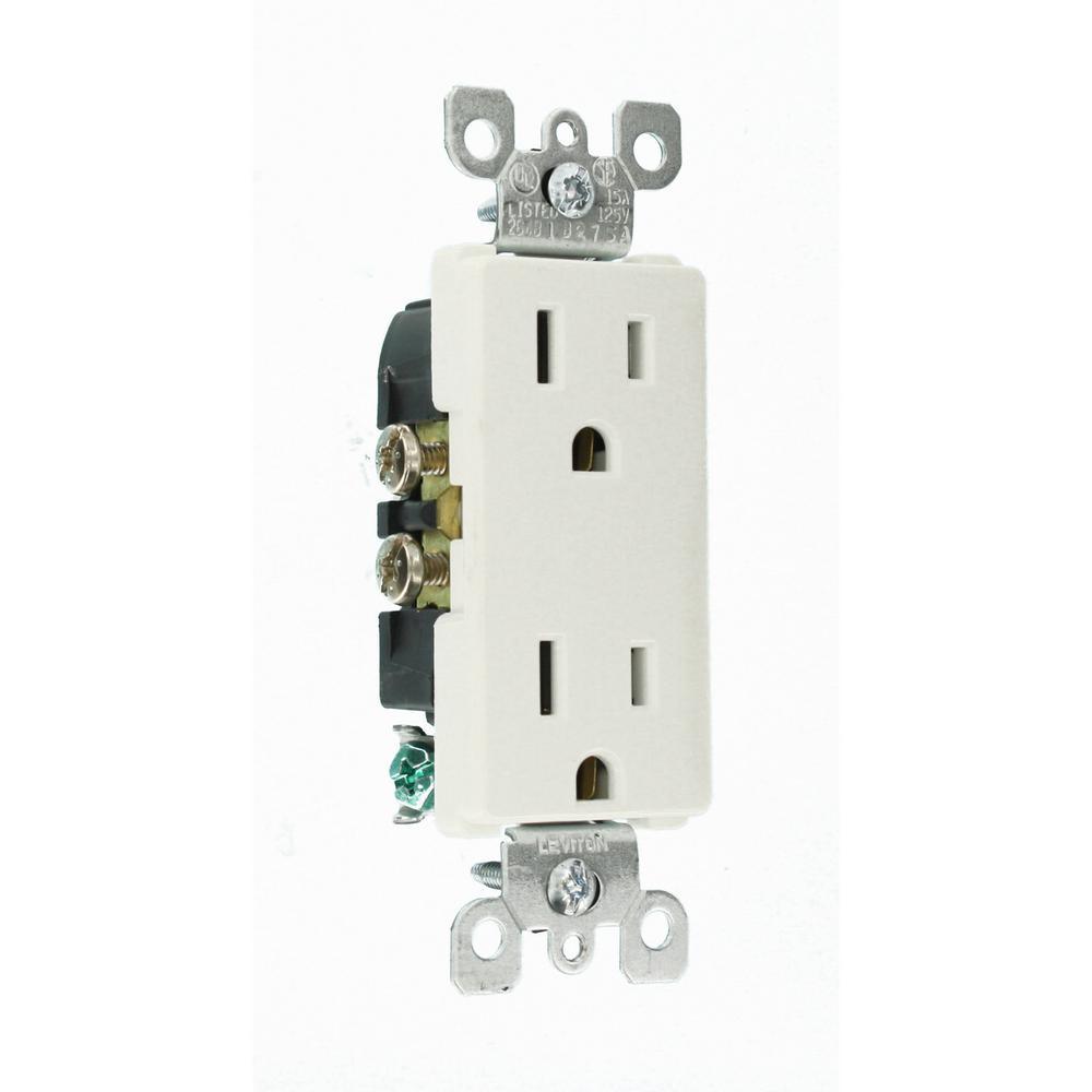 Decora 15 Amp Residential Grade Grounding Duplex Outlet, White (10-Pack) - Super Arbor