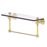 Carolina Crystal Collection 16 in. Glass Shelf with Integrated Towel Bar in Polished Brass - Super Arbor