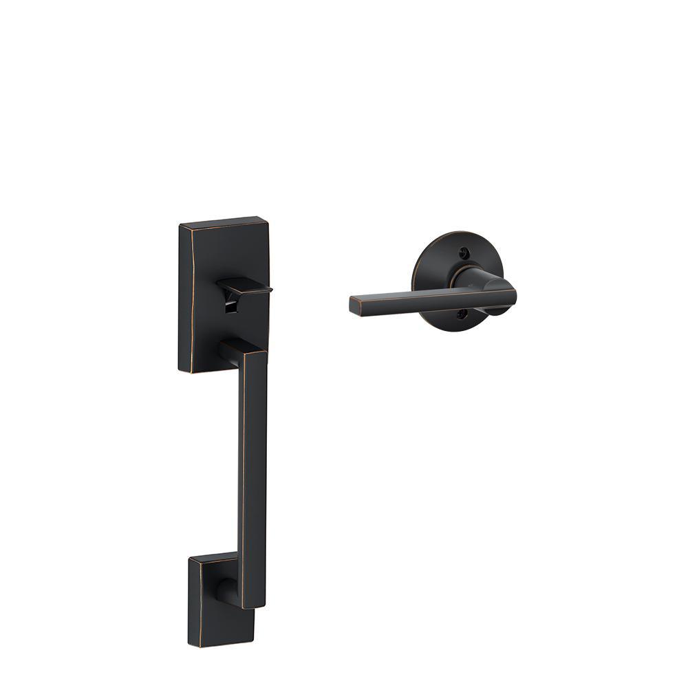 Century Satin Nickel Lower Half Entry Door Handleset and Latitude Door Lever with Century Trim - Super Arbor