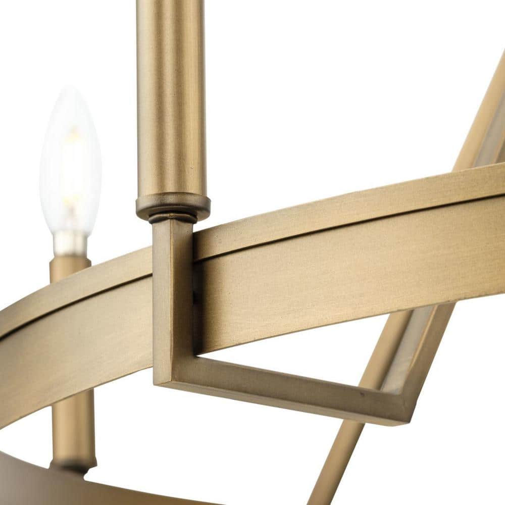 Progress Lighting Aleswith Collection 32 in. 5-Light Aged Bronze Farmhouse Chandelier for Dining Room, Great Room and amp, Living Room