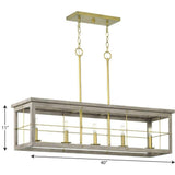 Progress Lighting Hedgerow Collection 5-Light Aged Oak Farmhouse Linear Island Chandelier Light