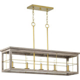 Progress Lighting Hedgerow Collection 5-Light Aged Oak Farmhouse Linear Island Chandelier Light