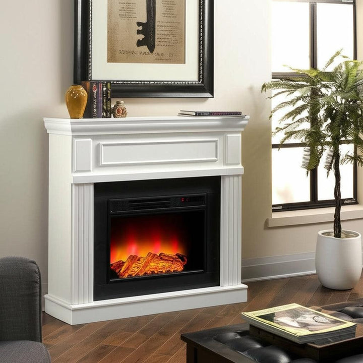 Hampton Bay Grantley 40 in. Freestanding Electric Fireplace in White