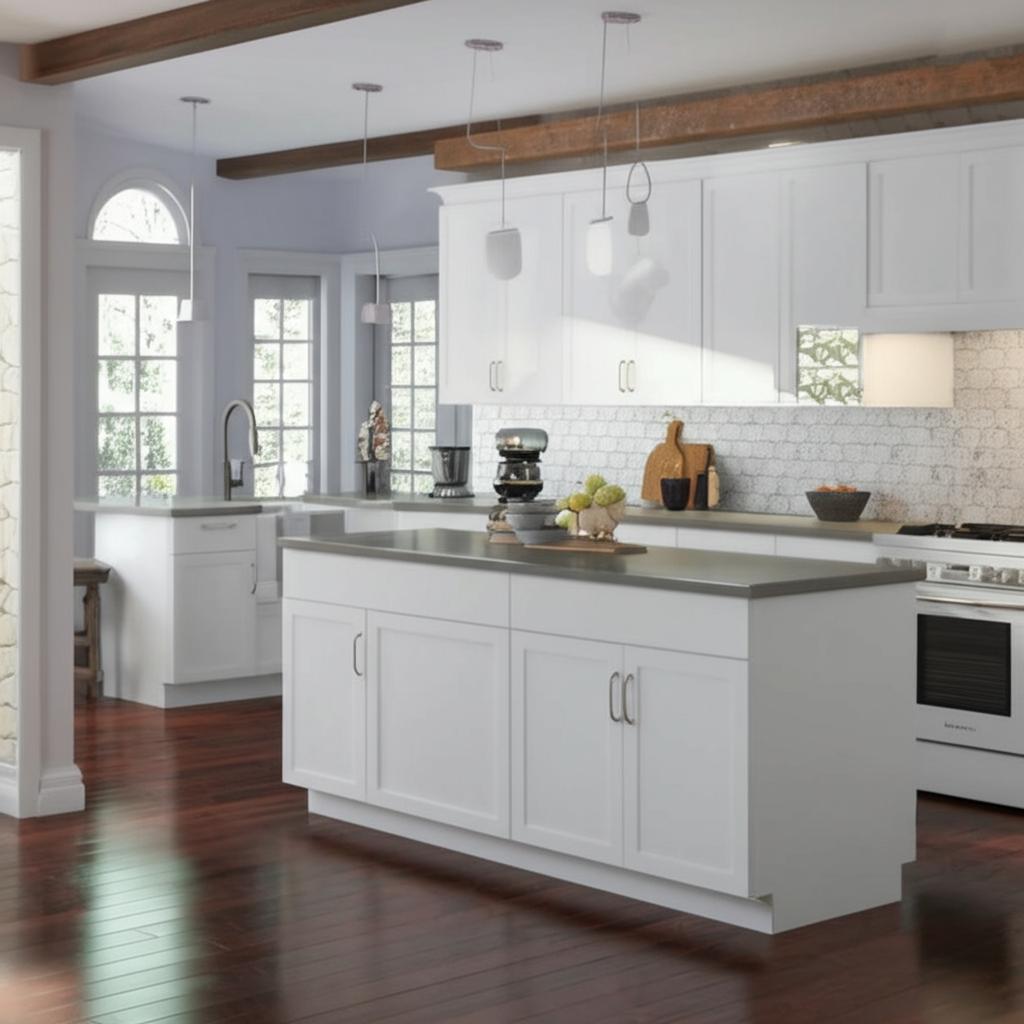 Hampton Bay Courtland Shaker Sink Base Kitchen Cabinet in Polar White