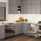 Hampton Bay Designer Series Melvern Lazy Susan Corner Base Kitchen Cabinet in Heron Gray