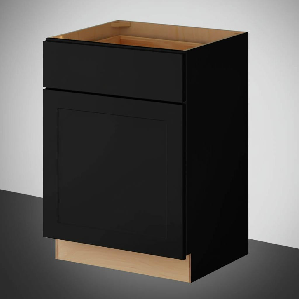 Hampton Bay Avondale 24 in. W x 24 in. D x 34.5 in. H Ready to Assemble Plywood Shaker Base Kitchen Cabinet in Raven Black