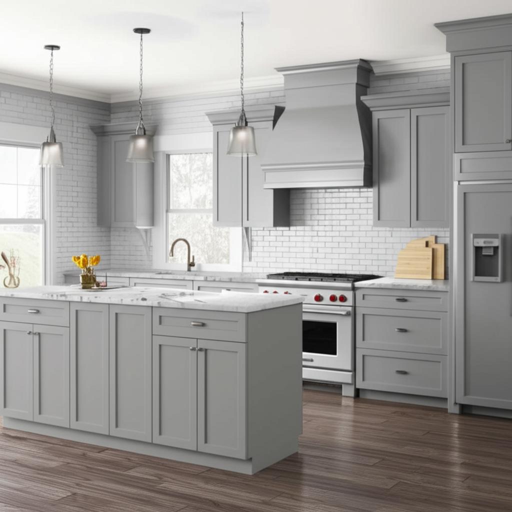 Hampton Bay Designer Series Melvern Base Kitchen Cabinet in Heron Gray