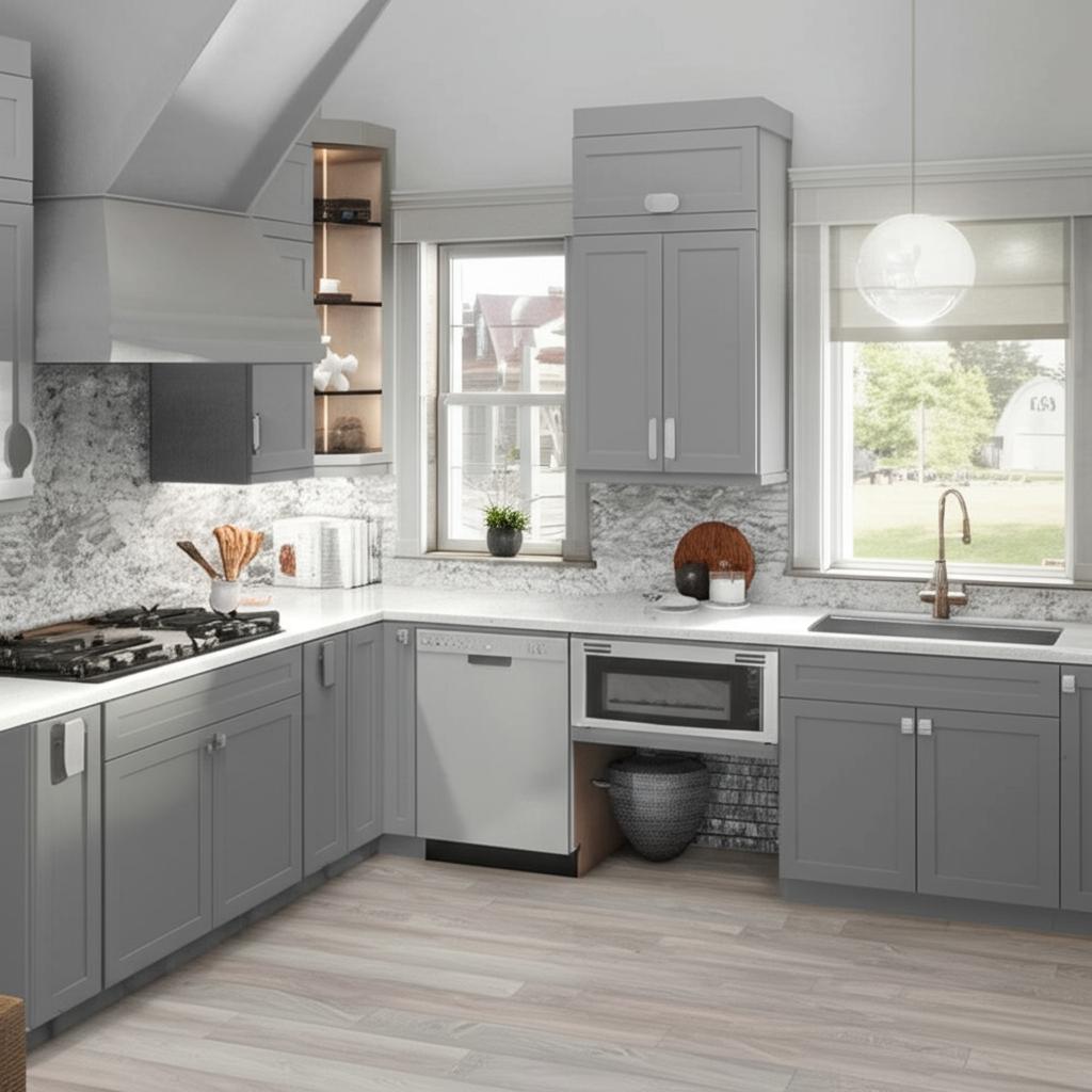 Hampton Bay Designer Series Melvern Base Kitchen Cabinet in Heron Gray
