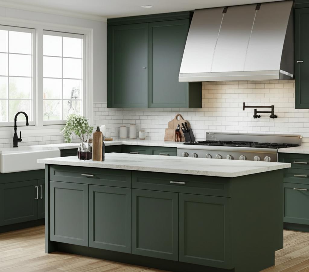 Hampton Bay Designer Series Melvern Shaker Base Kitchen Cabinet in Forest