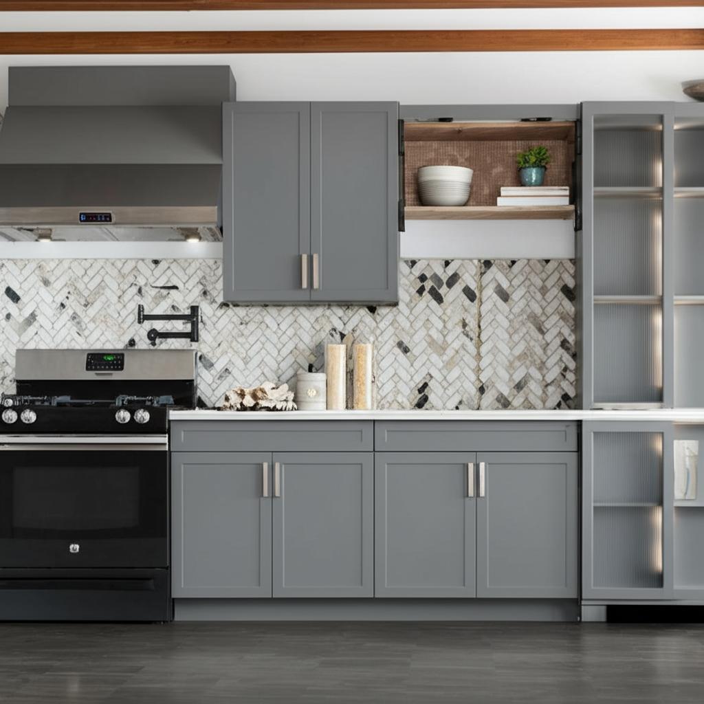 Hampton Bay Designer Series Melvern Storm Gray Shaker Assembled Base Kitchen Cabinet