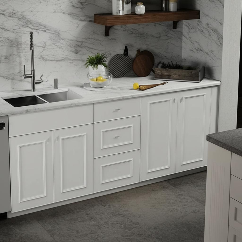 Hampton Bay Satin White Drawer Base Kitchen Cabinet