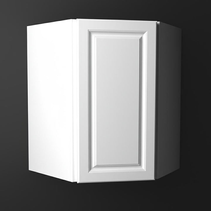 Hampton Bay 24x30x12 in. Diagonal Corner Wall Kitchen Cabinet in Satin White