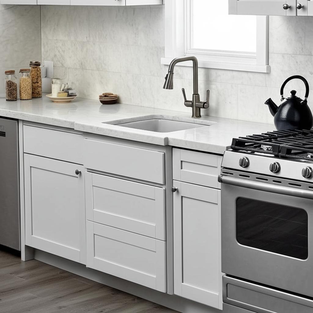 Hampton Bay Shaker Assembled Drawer Base Kitchen Cabinet in Satin White