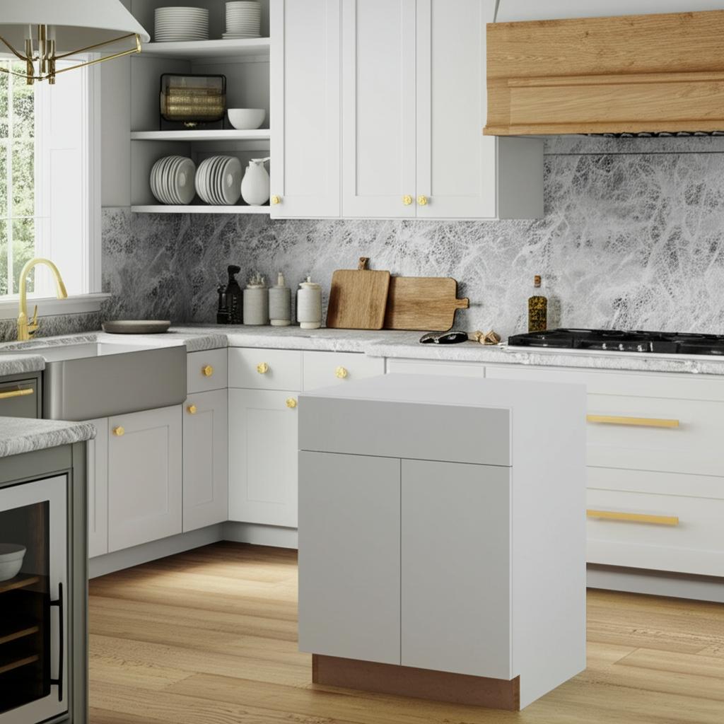 Hampton Bay Designer Series Edgeley Base Kitchen Cabinet in White