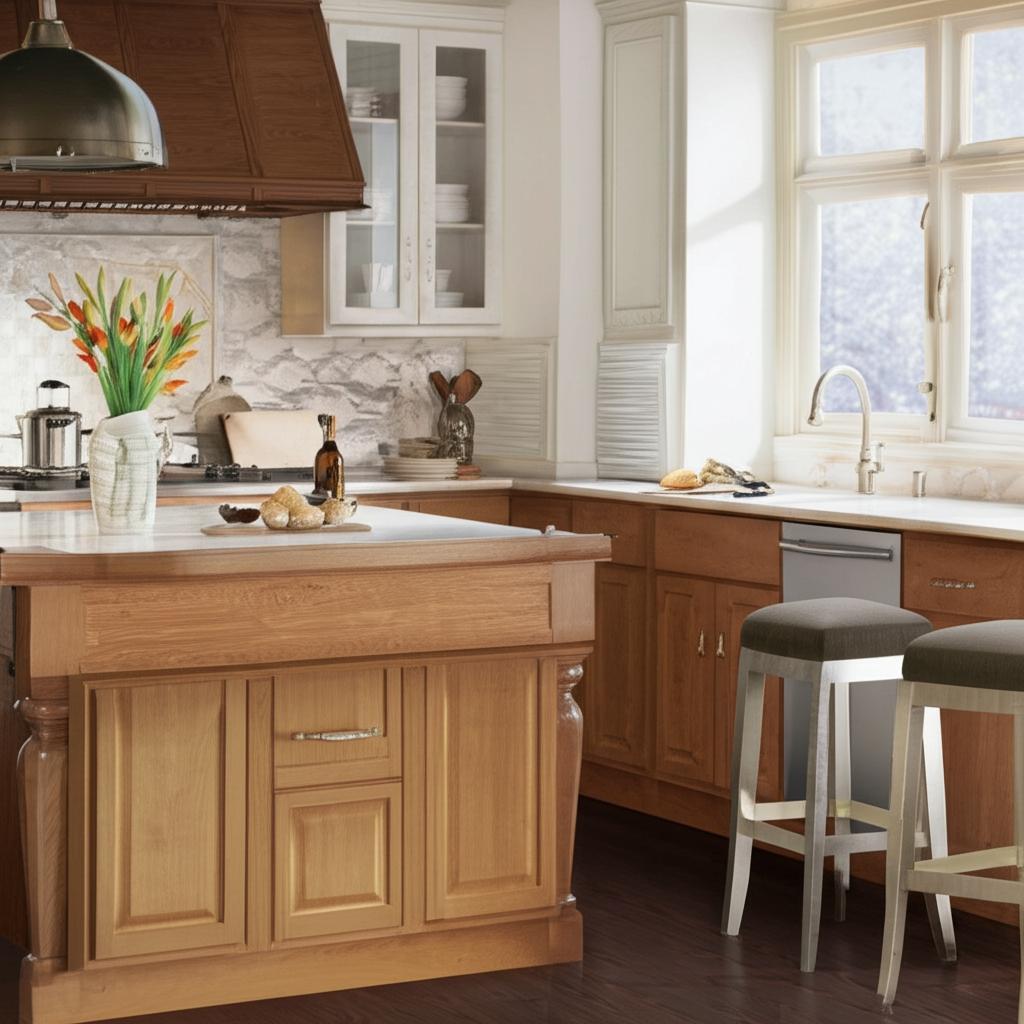 Hampton Bay Medium Oak Base Kitchen Cabinet with Ball-Bearing Drawer Glides