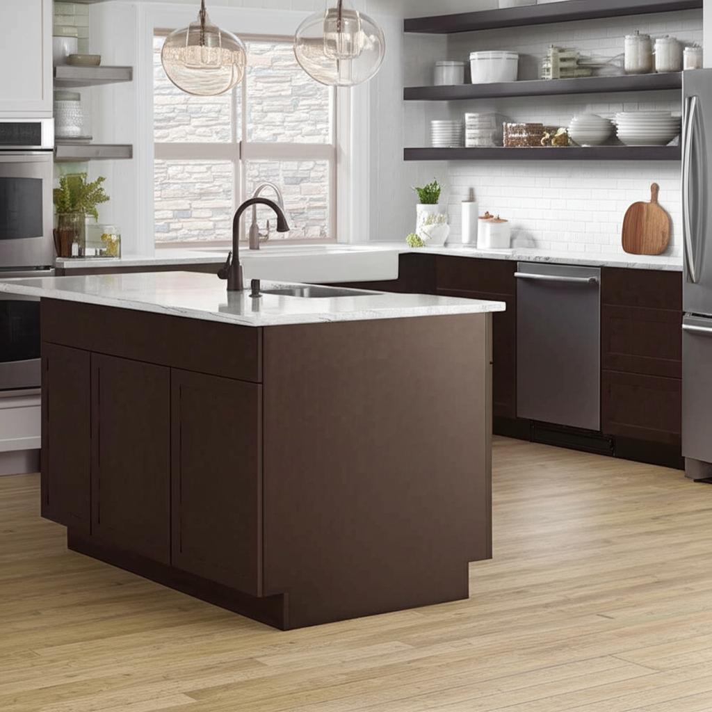 Hampton Bay Shaker Java Base Kitchen Cabinet - 21" W x 24" D x 34.5" H