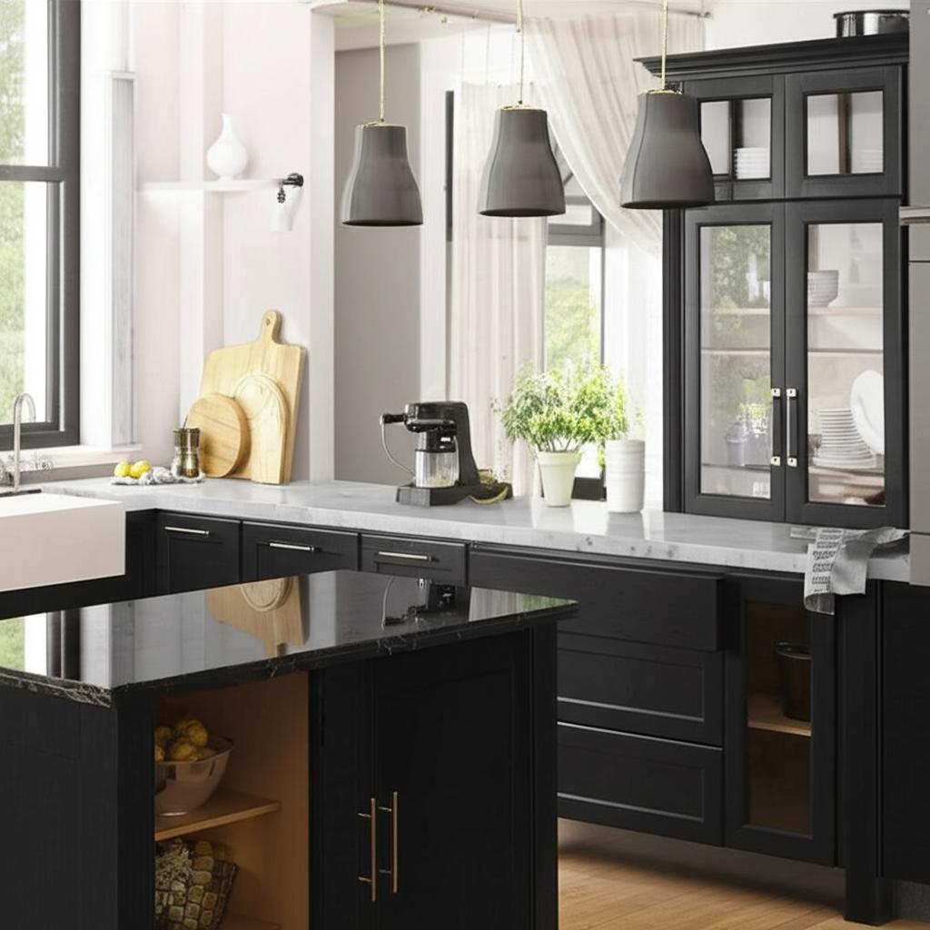 Hampton Bay Avondale 36 in. Black Shaker Base Cabinet