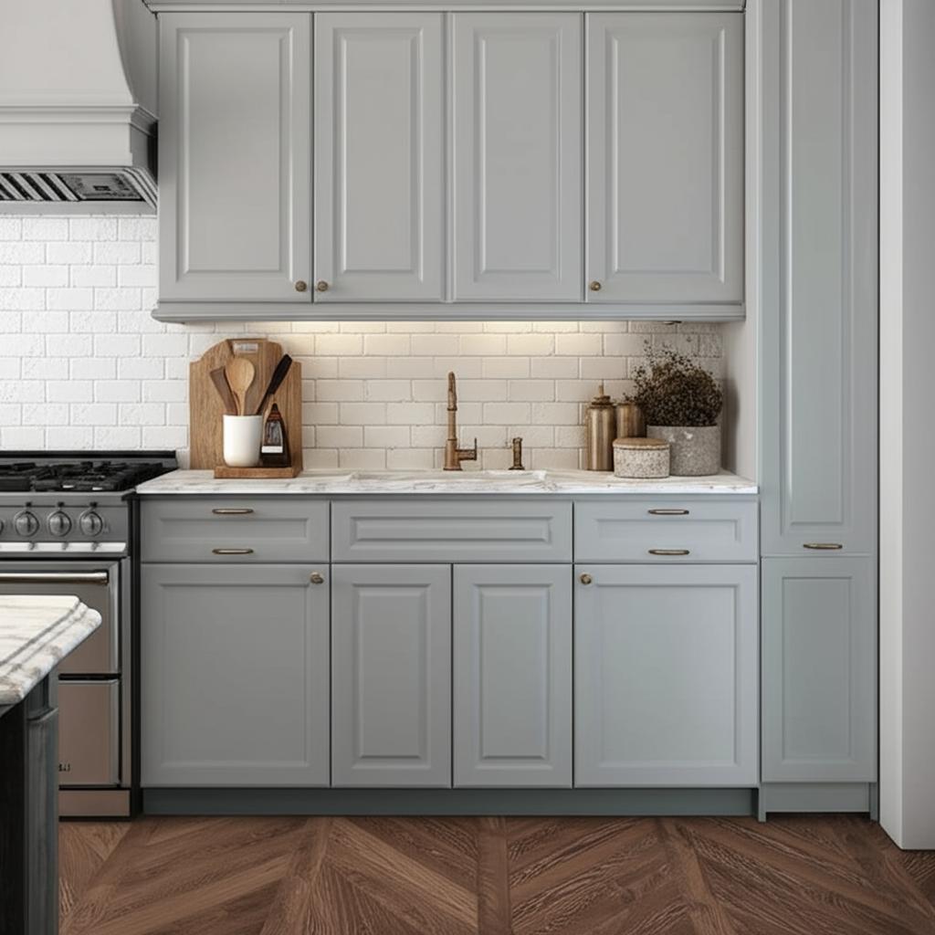 Hampton Bay Designer Series Elgin Base Kitchen Cabinet in Heron Gray