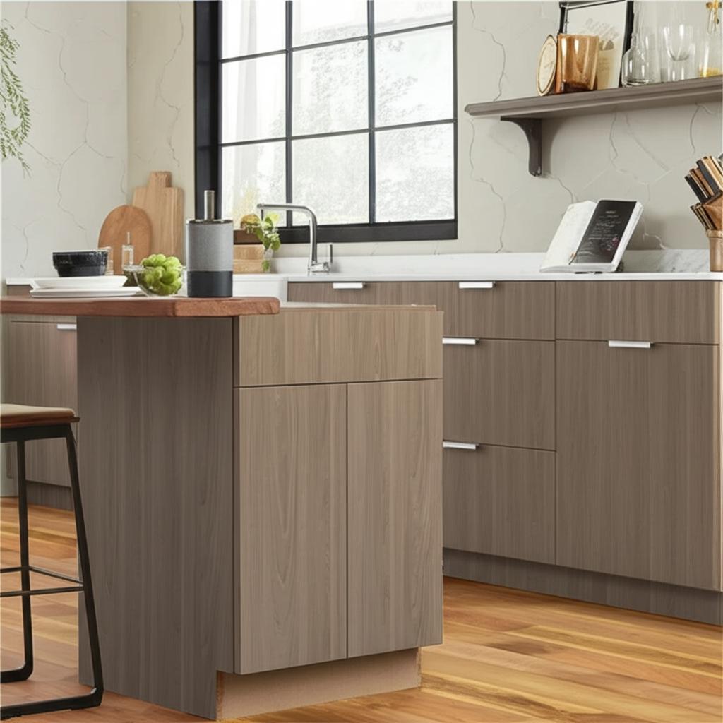 Hampton Bay Designer Series Edgeley Base Kitchen Cabinet in Driftwood