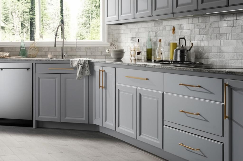 Hampton Bay Designer Series Elgin Base Kitchen Cabinet in Heron Gray