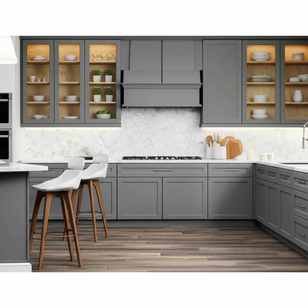 Hampton Bay Designer Series Melvern Base Kitchen Cabinet in Heron Gray