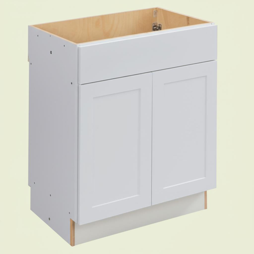 Hampton Bay Cambridge White Shaker Assembled Sink Base Cabinet - 30 in. W x 24.5 in. D x 34.5 in. H
