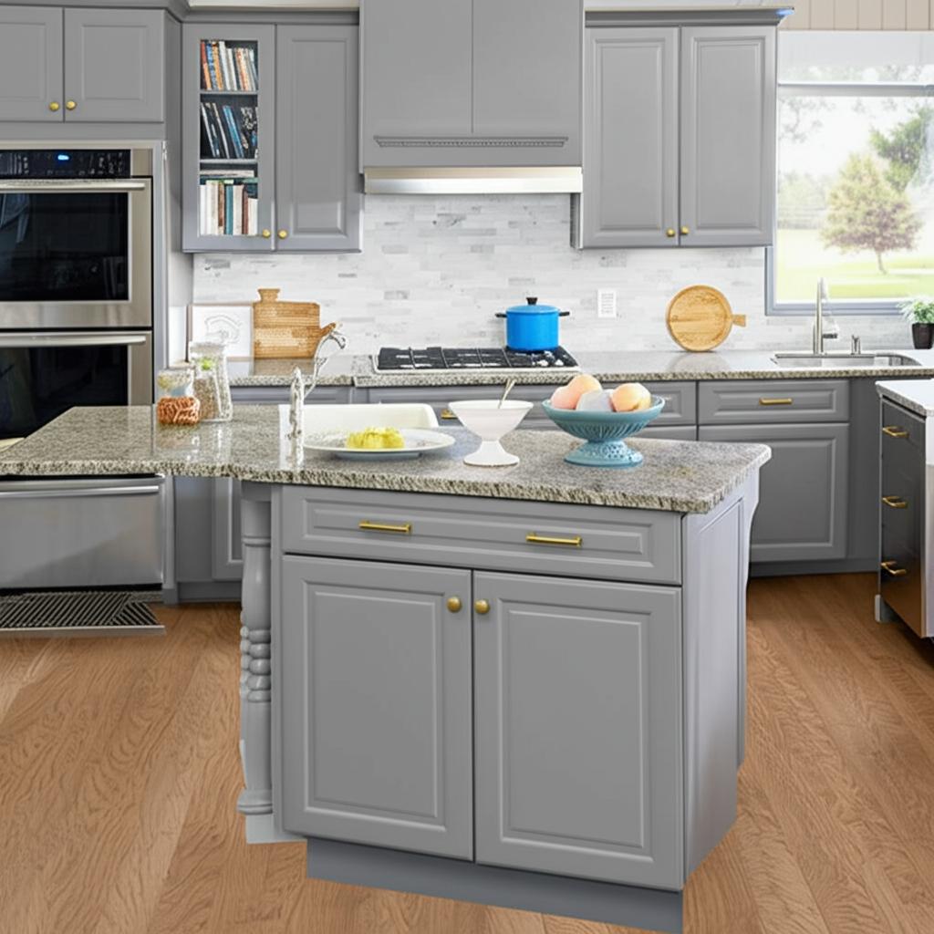 Hampton Bay Designer Series Elgin Sink Base Kitchen Cabinet in Heron Gray