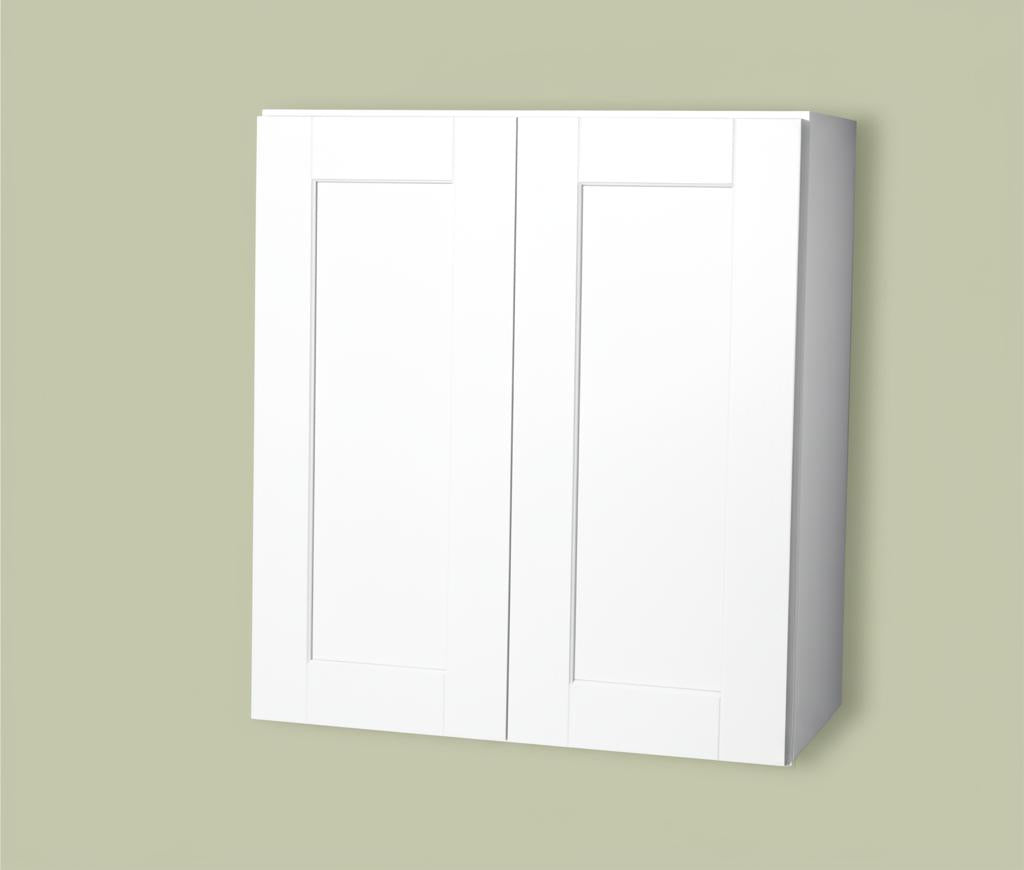 Hampton Bay Shaker 27 in. W x 12 in. D x 30 in. H Assembled Wall Kitchen Cabinet in Satin White