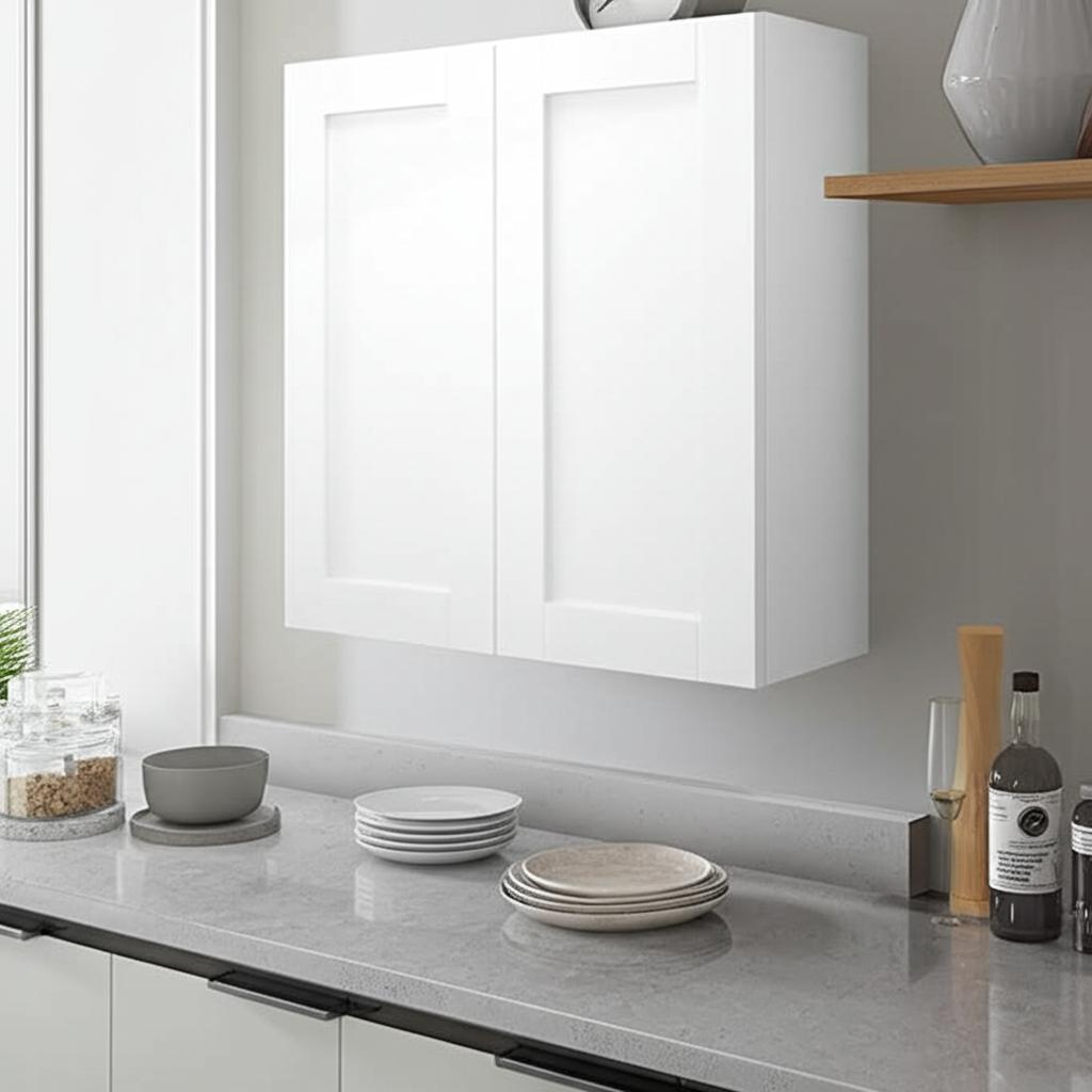 Hampton Bay Shaker 30 in. W x 12 in. D x 36 in. H Assembled Wall Kitchen Cabinet in Satin White
